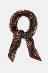 LEOPARD RED TRIM SQUARE SCARF