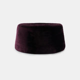 VELVET PILLBOX HAT EGGPLANT