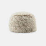 Furry beige headband on a white background