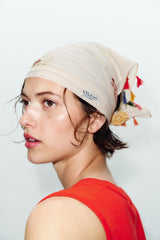 FISH EMBROIDERY POMPOM SCARF
