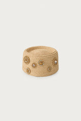 RAFFIA BOXHAT WITH BROOCHE