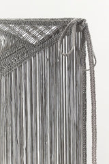 CROCHET SCARF WITH FRINGE GREY