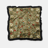 FRINGED FLORAL GREEN PRINT SCARF