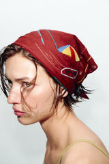 EMBROIDERED PRINTED BANDANA SCARF