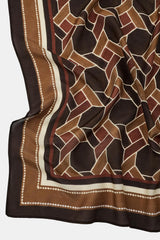 GEOMETRIC PRINT SILK SCARF
