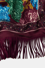 PRINTED SCARF WITH SILK & FRINGE