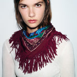 PRINTED SCARF WITH SILK & FRINGE