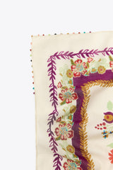 BEADED SQUARE SCARF WHITE