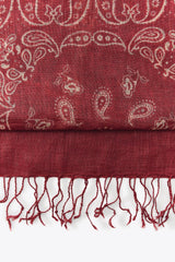 Bandana Print Fringe Linen Scarf