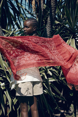 Bandana Print Fringe Linen Scarf
