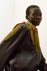 FRINGED PRINTED SATIN SCARF