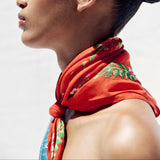 EMBROIDERED COTTON SCARF RED