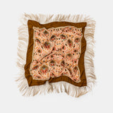 PRINTED SILK BLEND FRINGED SCARF