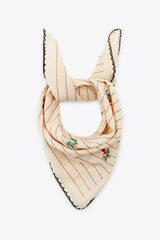 EMBROIDERED FLOWERS STRIPED SCARF