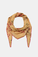 FLORAL BANDANA SCARF WITH LACE TRIM
