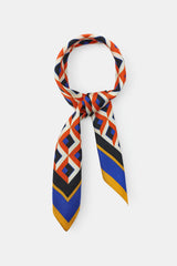 100% SILK GEOMETRIC PRINTED SCARF Orange