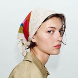 BEADED PRINTED BANDANA SCARF