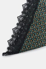 PRINTED TRIANGLE SCARF WITH LACE