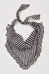 Chiffon & Ruffle Triangle Scarf B + W
