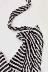 Chiffon & Ruffle Triangle Scarf B + W
