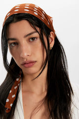 Dots Hair Scarf Brown Polka Dot