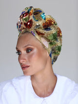 Nomad Sequin Messy Bun Turban Gold