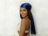 Satin Pre-tied Bandana Blue