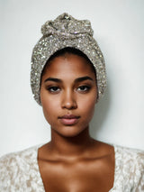 SEQUINED TWISTED TURBAN Silver