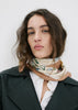 FLORAL SATIN SCARF BEIGE TRIM
