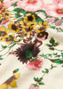 FLORAL SATIN SCARF GREEN TRIM