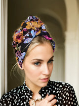 Black Embroidery Sequin Turban