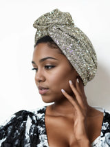 SEQUINED TWISTED TURBAN Silver