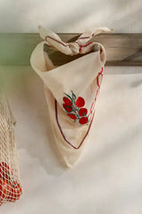 Embroidered Tomato Cotton Bandana