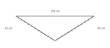 Measurement triangle with sides labeled 65 cm, 110 cm, and 65 cm, with 'SEP' at the bottom right corner.
