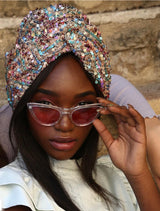SEQUINED TWISTED PASTEL TURBAN