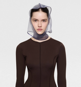 Organza Babushka Bonnet Oyster Deep Purple