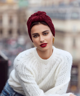 Pleated Bandana Turban Burgundy