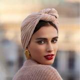 Pleated Bandana Turban Beige
