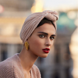 Pleated Bandana Turban Beige
