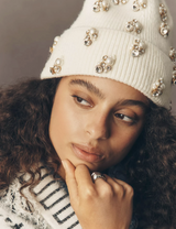 Crystal Knit Beanie White