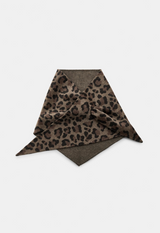 LEOPARD WOOL BANDANA Grey Brown