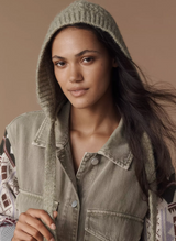 Surlaclava Front Tie Knit hoodie Green