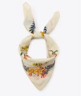 Floral patterned bandana with bunny ears on a white background