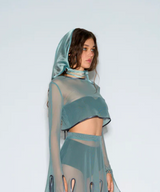 Organza Babushka Bonnet Teal