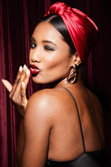 Silk WIRE FULL CAP TURBAN Ruby Red