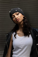 Crystal Black Wool Beanie