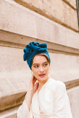 WIRE FULL CAP TURBAN TEAL BLUE