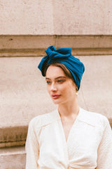 WIRE FULL CAP TURBAN TEAL BLUE