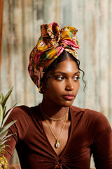 WIRE FULL CAP TURBAN COLORED FLORAL