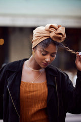 WIRE FULL CAP TURBAN TAN